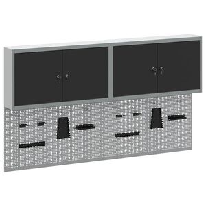 vidaXL Set dulap de unelte 6 buc. Negru Oțel vopsit electrostatic