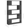 vidaXL Bibliotecă/Separator cameră, gri, 100x24x155 cm, PAL