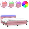 vidaXL Pat cu arcuri cu saltea și LED, roz, 180x220 cm, catifea