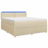 vidaXL Pat boxspring cu saltea cu benzi LED Crem 160 x 200 cm Țesătură