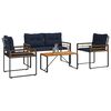 vidaXL Set de Mobilier pentru Exterior cu pernă 4 pcs Bleumarin