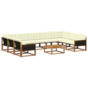 vidaXL Set de canapele de exterior cu pernă 10 pcs Natural și Crem