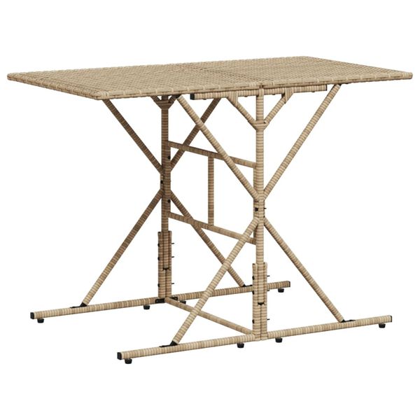 vidaXL Set de masă pentru grădină, 7 piese, cu perne, bej, poliratan