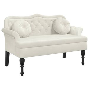 vidaXL Banchetă cu perne, crem, 120,5x65x75 cm, catifea
