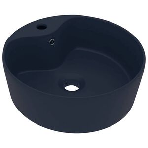 vidaXL Chiuvetă de lux cu preaplin, albastru mat, 36 x 13 cm, ceramică
