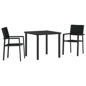 vidaXL Set de masă pentru grădină 3 pcs Negru