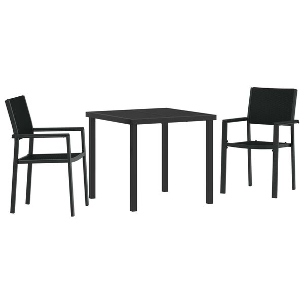 vidaXL Set de masă pentru grădină 3 pcs Negru