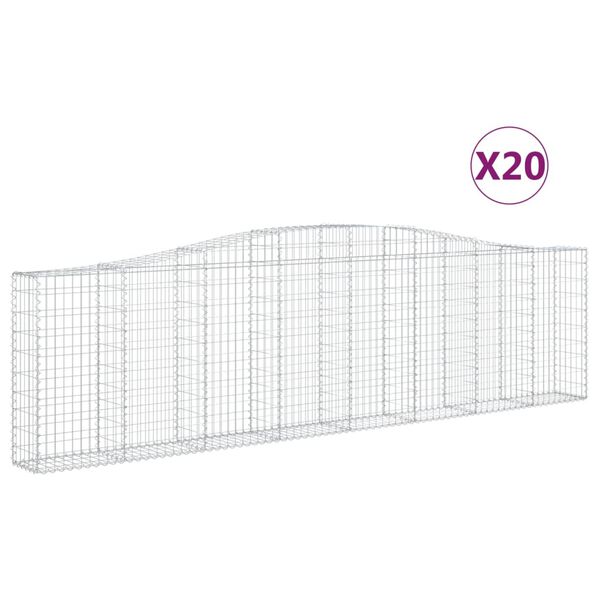 vidaXL Coșuri gabion arcuite 20 buc, 400x30x100/120 cm fier galvanizat
