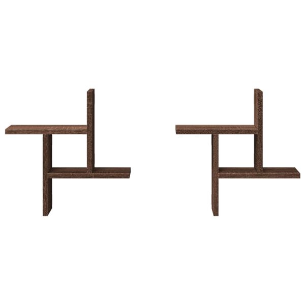 vidaXL Rafturi perete 2 buc. stejar maro 38x12x38 cm lemn prelucrat