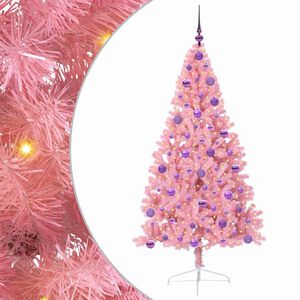 vidaXL Pom de Crăciun artificial pre-iluminat Roz 180 cm PVC