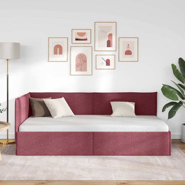 vidaXL Cadru de pat colțar cu headboard bordo 80 x 200 cm țesătură