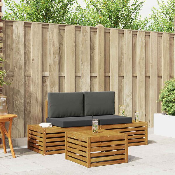 vidaXL Set de canapele de exterior 3 Bucată Natural și Antracit