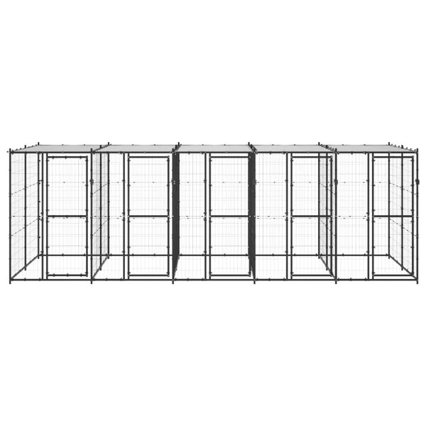 vidaXL Padoc pentru c&acirc;ini de exterior cu acoperiș, 12,1 m&sup2;, oțel