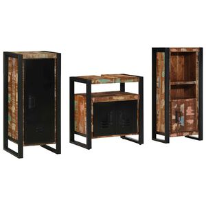 vidaXL Set de mobilier pentru baie 3 buc. Multicolor și negru