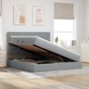 vidaXL Pat cu saltea și spațiu de depozitare Gri deschis 160 x 200 cm