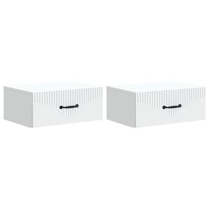 vidaXL Dulap de noapte suspendat cu sertar 2 pcs Alb 49 x 34,5 x 20 cm