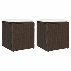 vidaXL Scaune de grădină cu perne 2 buc Maro 40x40x43 cm Poly Ratan