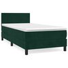vidaXL Pat box spring cu saltea, verde &icirc;nchis, 80x200 cm, catifea