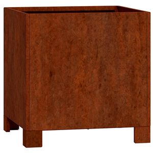 vidaXL Jardinieră cu picioare, ruginiu, 30x30x30 cm, oțel corten