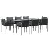 vidaXL Set mobilier de grădină cu perne, 9 piese, poliratan și oțel