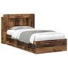 vidaXL Cadru de pat cu depozitare cu headboard Lemn vechi 75 x 190 cm
