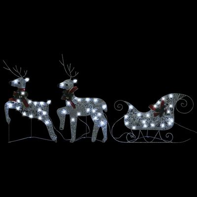 vidaXL Decorațiune de Crăciun reni&sanie 100 LED-uri argintiu exterior