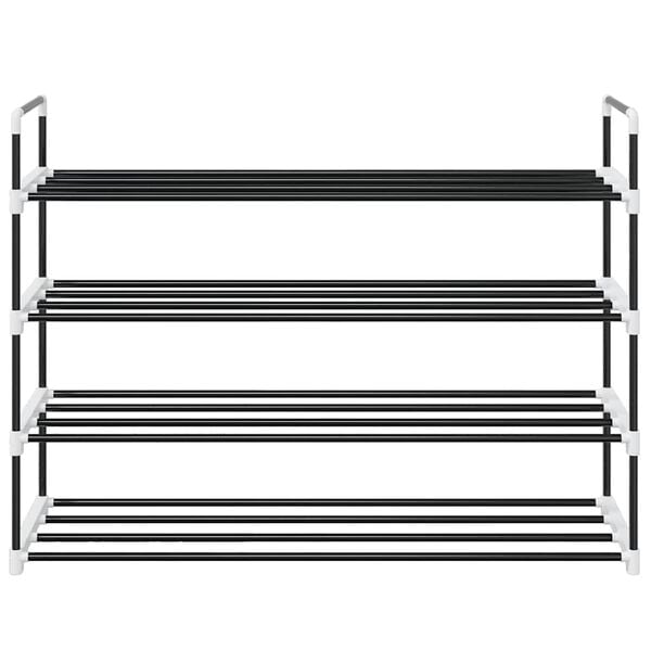 vidaXL Raft &icirc;ncălțăminte cu 4 etajere din metal și plastic, Negru