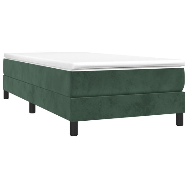 vidaXL Pat box spring cu saltea, verde închis, 80x200 cm, catifea