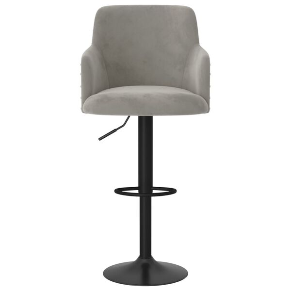 vidaXL Scaune de bar, 2 buc., gri deschis, catifea