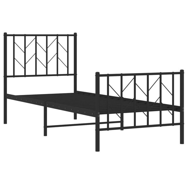 vidaXL Cadru pat metalic cu tăblii de cap/picioare, negru, 75x190 cm