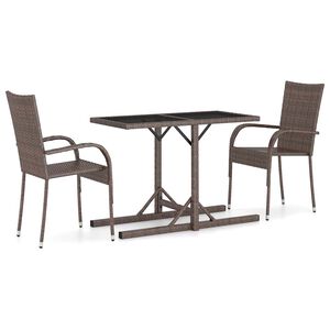 vidaXL Set mobilier de grădină, 3 piese, maro