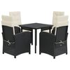 vidaXL Set mobilier de grădină cu perne, 5 piese, negru, poliratan