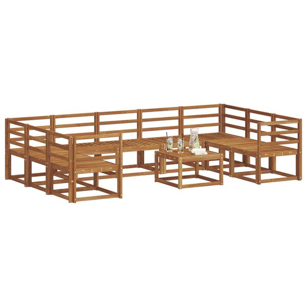 vidaXL Set de canapele de exterior 10 pcs natural Lemn Solid de Acacia