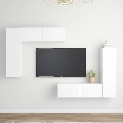 vidaXL Set dulapuri TV, 4 piese, alb, lemn prelucrat