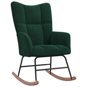 vidaXL Scaun balansoar, verde &icirc;nchis, catifea