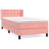 vidaXL Pat box spring cu saltea, roz, 100x200 cm, catifea
