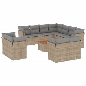 vidaXL Set canapele de grădină, 12 piese, cu perne, bej, poliratan