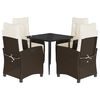 vidaXL Set mobilier de grădină, 5 piese, cu perne, maro, poliratan