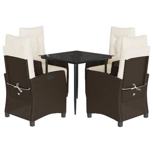 vidaXL Set mobilier de grădină, 5 piese, cu perne, maro, poliratan
