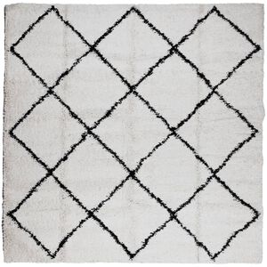 vidaXL Covor pufos "PAMPLONA" fire &icirc;nalte negru/crem modern 120x120 cm