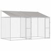 vidaXL Cușcă pentru c&acirc;ini cu acoperiș Argintiu 400 x 200 x 256 cm