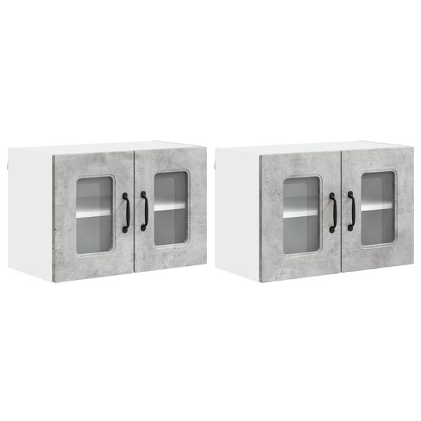 vidaXL Dulap de bucătărie Kalmar 2 pcs Gri din beton 60 x 31 x 40 cm
