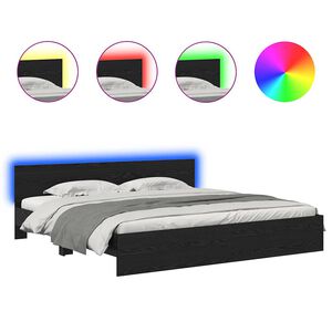 vidaXL Cadru de pat Stejar Negru 180 x 200 cm Lemn compozit