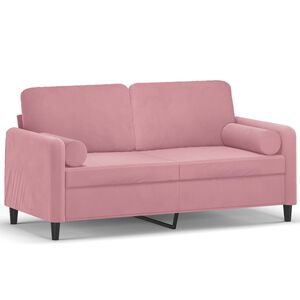 vidaXL Canapea cu 2 locuri cu pernuțe, roz, 140 cm, catifea