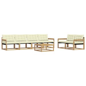 vidaXL Set de canapele de exterior 7 buc. Alb și crem
