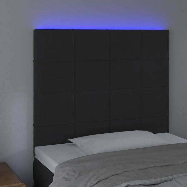 vidaXL Tăblie de pat cu LED, negru, 80x5x118/128 cm, catifea