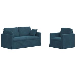 vidaXL Set de canapea 2 pcs albastru 158 x 78 x 80 cm Catifea