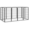 vidaXL Țarc c&acirc;ini 12 panouri negru 50x100 cm oțel vopsit electrostatic