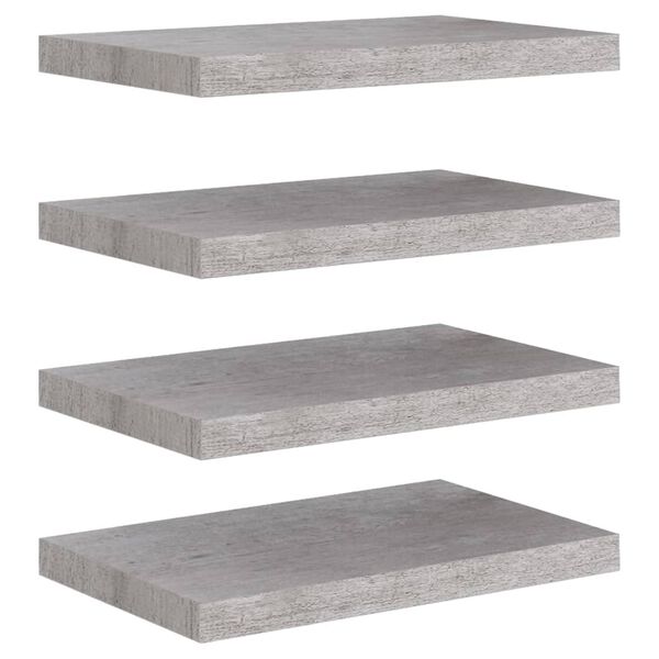 vidaXL Rafturi perete suspendate, 4 buc., gri beton, 50x23x3,8 cm, MDF