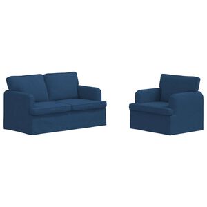 vidaXL Set de canapea 2 buc. albastru țesătură